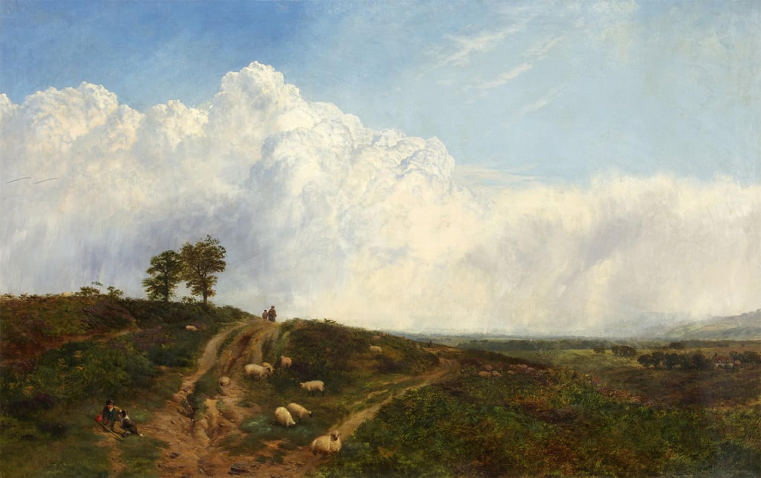 ARTXLXXBN Famous Painting Art Wall Decor Abstract Art Picture Cross Roads Over the Heath by George Vicat Cole Animal Pictures for Home Decor 60x90cm