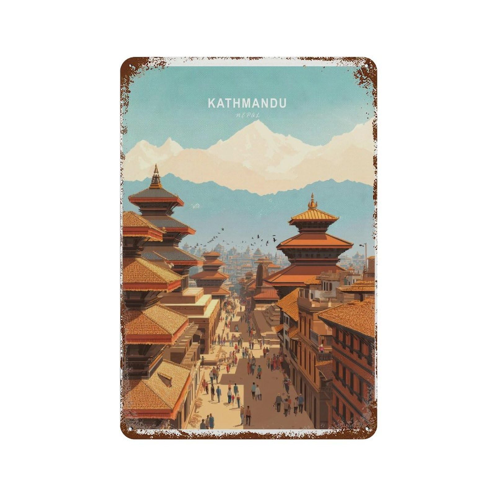 xiaoxiaoshen Kathmandu Travel Nepal Décor, Gift Wall Decor Art Metal Tin Poster Modern Home Decor Art Home Bar Shop Decorations Vintage Sign 30x20cm