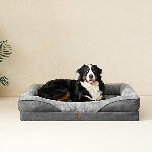 Miniatura 8 de EHEYCIGA Cama de espuma viscoelástica XL para perros de tamaño extra grande, sofá ortopédico extragrande para perros con lados y forro impermeable,