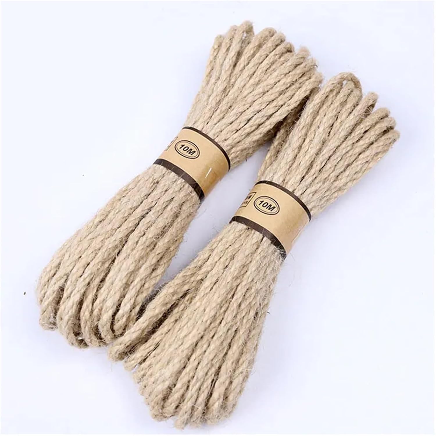 10M/Batch 6mm Handmade Strand Braided Burlap Rope Natural Jute Rope Hemp Rope DIY Wedding Garden Wrapping Craft Decoration(Beige White 6mm)