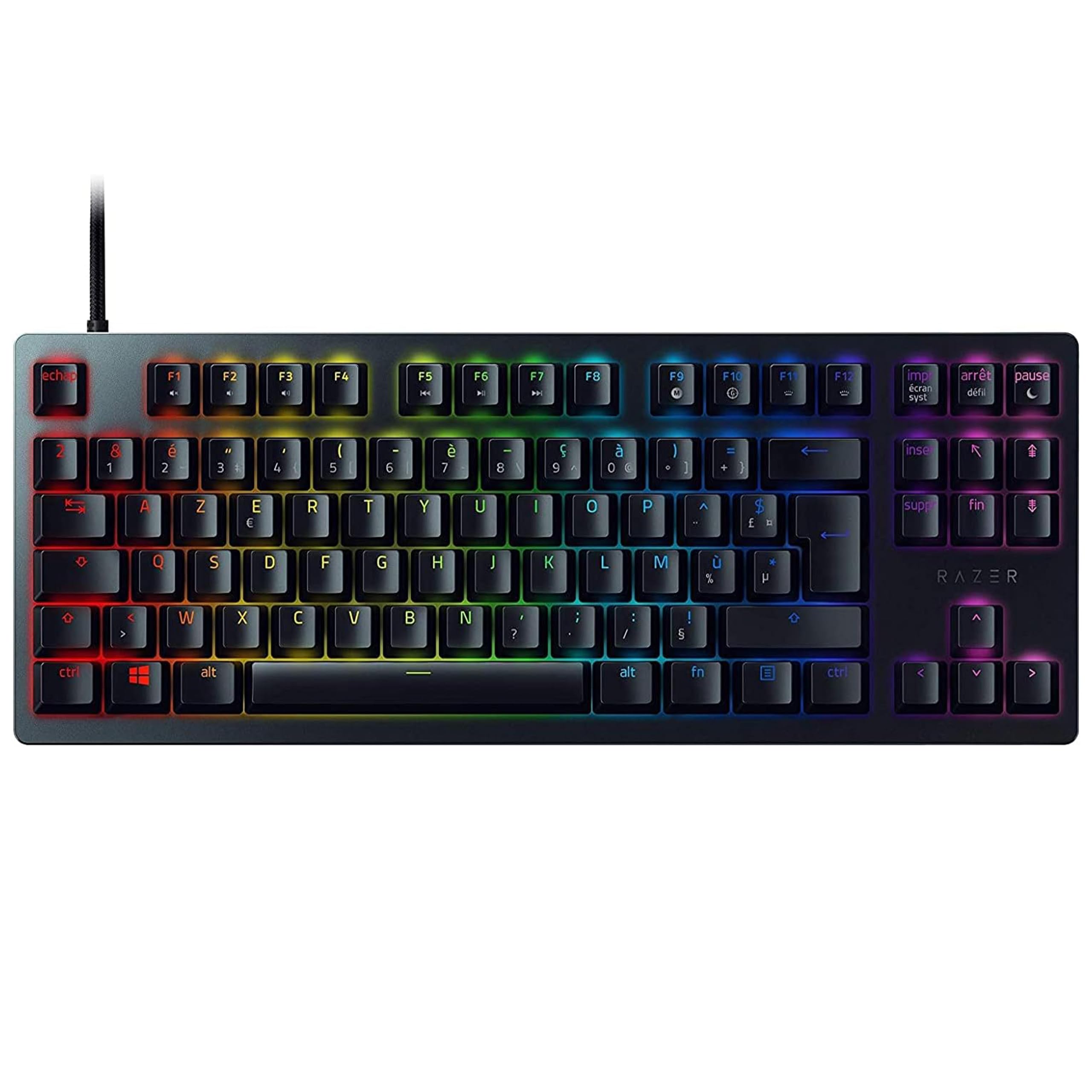 Razer Huntsman Tournament Edition (Red Switch) - Clavier de Jeu TKL Compact avec commutateurs opto-mécaniques linéaires Rapides (Capuchons de Touches en PBT, Chroma RGB) - Clavier AZERTY, Noir