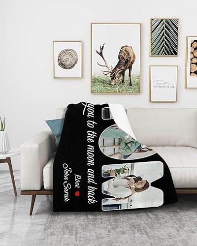 Miniatura 3 de Manta personalizada para mamá, manta personalizada, regalos de cumpleaños para mamá de hija e hijo, manta personalizada de franela súper suave para