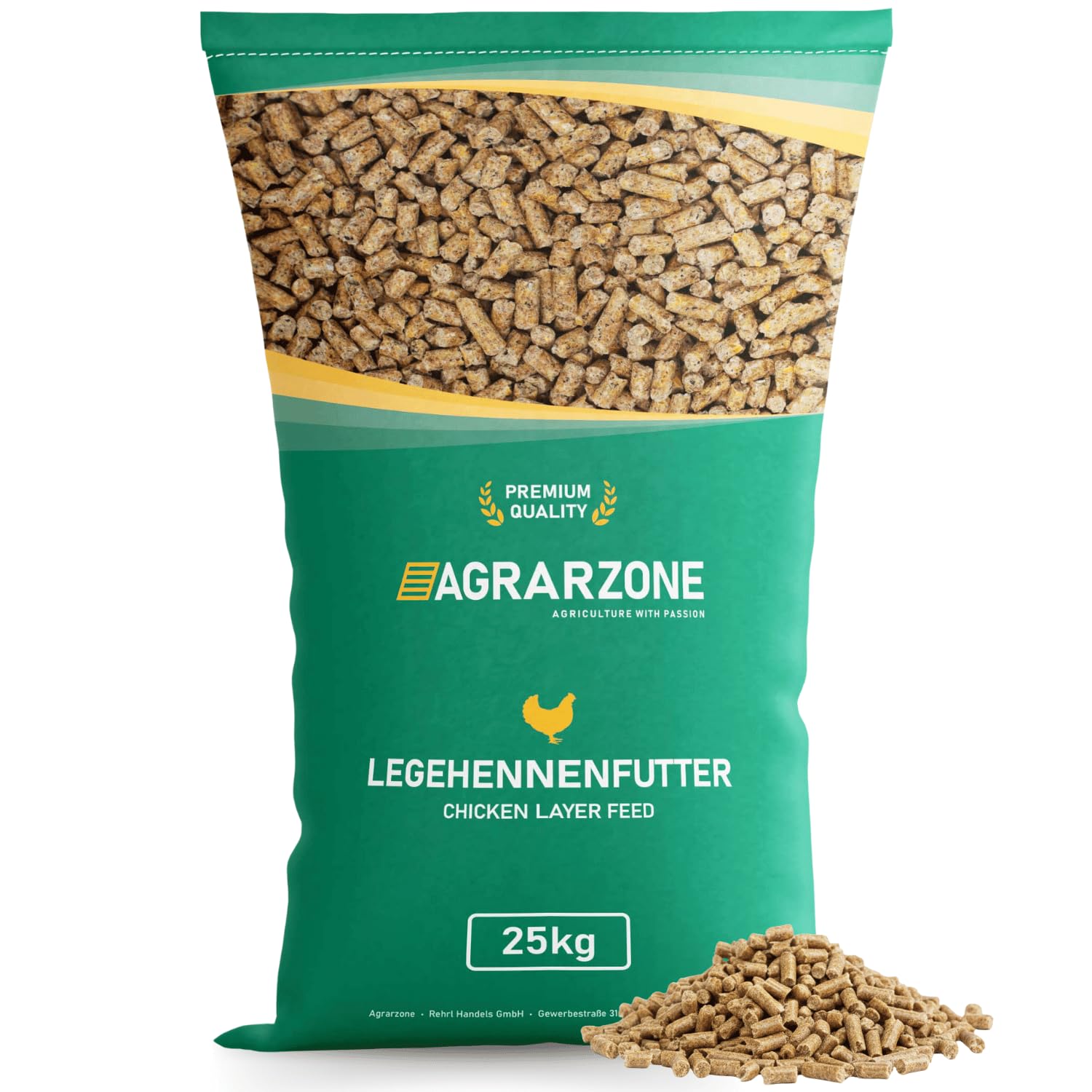 Agrarzone PREMIUM Mangime per galline ovaiole in pellet 25 Kg - Per uova con guscio resistente e deposizione regolare - Formula multi-pulita con vitamine e minerali, senza OGM
