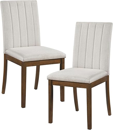 Miniatura 3 de Lexicon Sillas de cocina y comedor, Juego de 2 sillas de comedor, Sillas de comedor tapizadas de tela, Sillas de comedor sin brazos de madera de