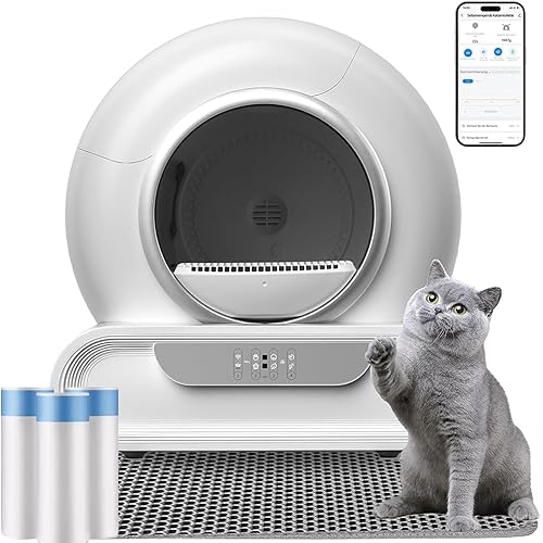 Self-Cleaning Cat Litter Tray, Cat Litter Tray, Self-Cleaning, Large, 65L + 9L Electric Cat Litter Box, XXL, App Control, Low Entry, Odour Elimination, Automatic Cat Litter Tray for Multiple Cats - 1
