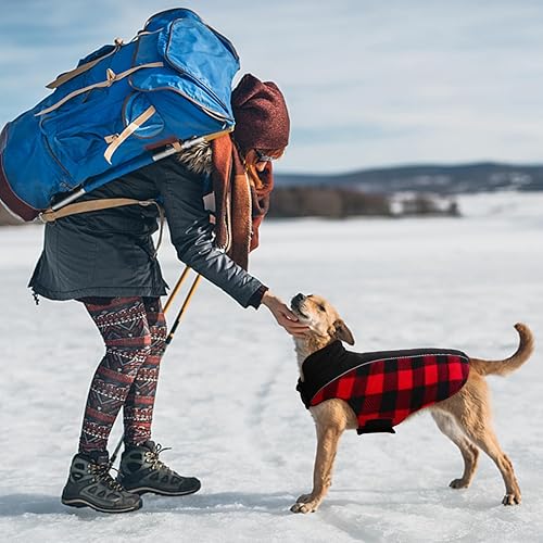 Miniatura 7 de Kuoser - Abrigo reversible para perros para climas fríos, abrigo de invierno impermeable reflejante para mascotas, abrigo para perros a cuadros de