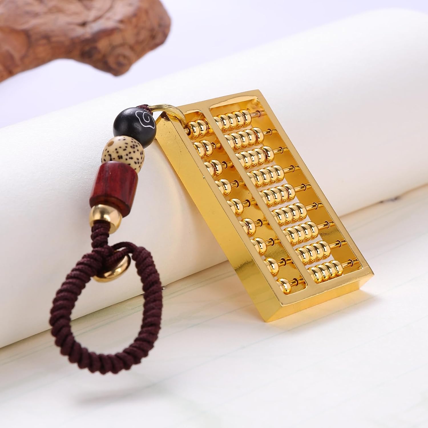 9 Gears Mini Brass Abacus Mini Copper Abacus Chinese Math Calculating Tool，Can be Used as Decoration, Pendant, Jewelry, a Variety of use scenarios image 5