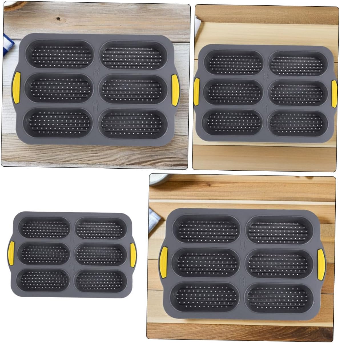 STOBAZA Silicone Bread Mold: Hot Dog Bun Pan 6-cavity Non-stick Baking Pan Nonstick Bread Forms for Homemade Baguette Rolls DIY Baking