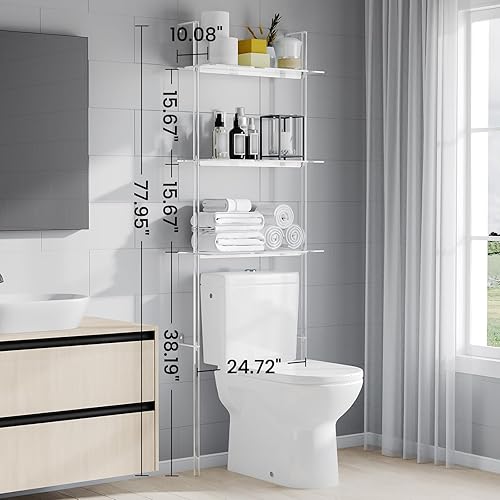 Miniatura 2 de Sumerflos Estante de almacenamiento de acrílico sobre el inodoro, 3 niveles transparente sobre el inodoro, organizador de baño sobre los estantes