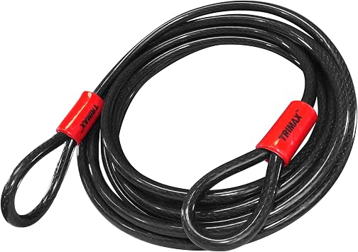 Trimax TDL1510 - Trimaflex Dual Loop Multi-Use Security Cable 15 Feet x 10mm - Commercial Grade Security Cable for Equipment, ATVs, Motorcycles, More