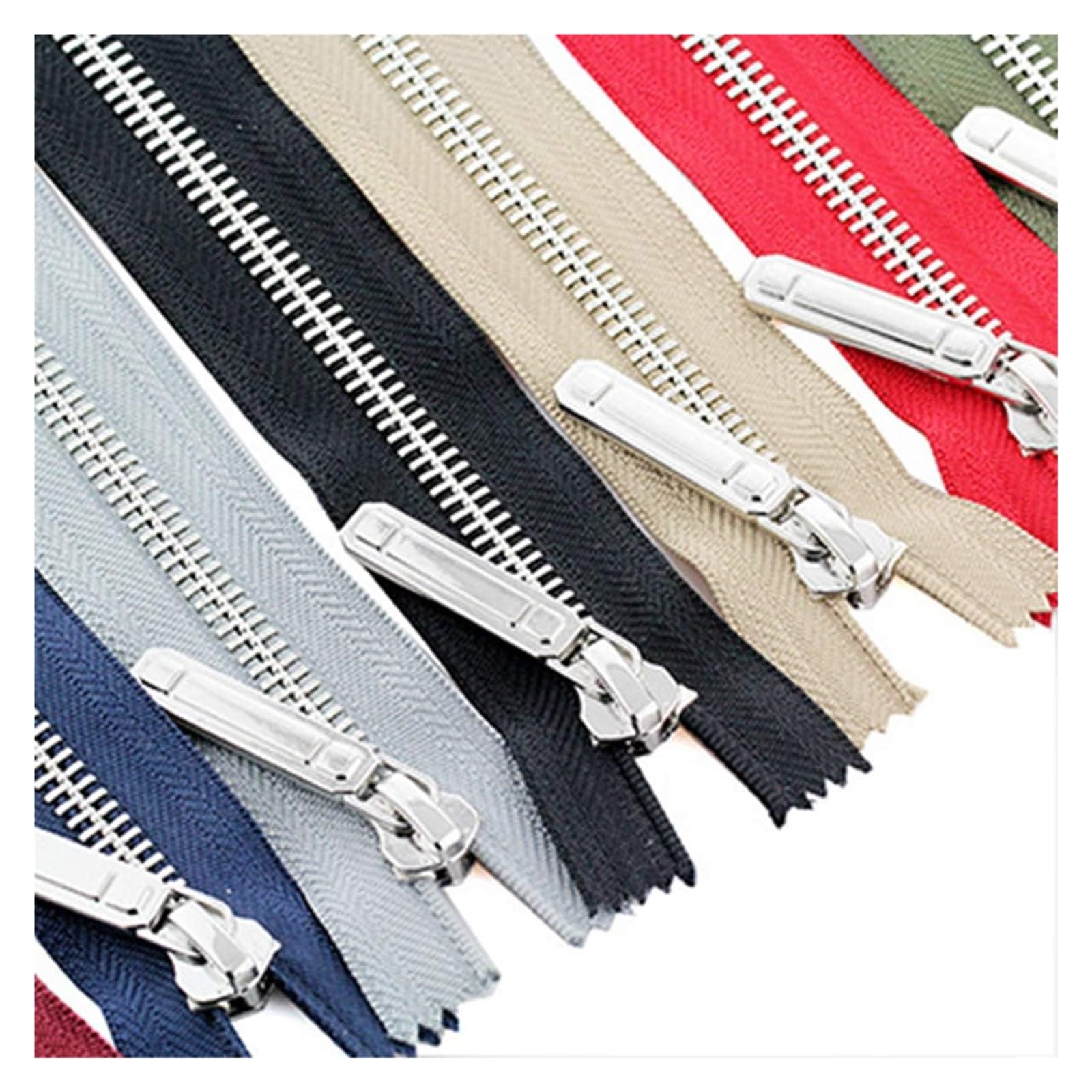 Cerradura de Costura, Cremallera Invisible, Cremallera de Metal con Extremo Abierto, Cierre automático, decoración de Dientes Plateados, Accesorio Artesanal, 70/150cm, 8#, 1 ud.
