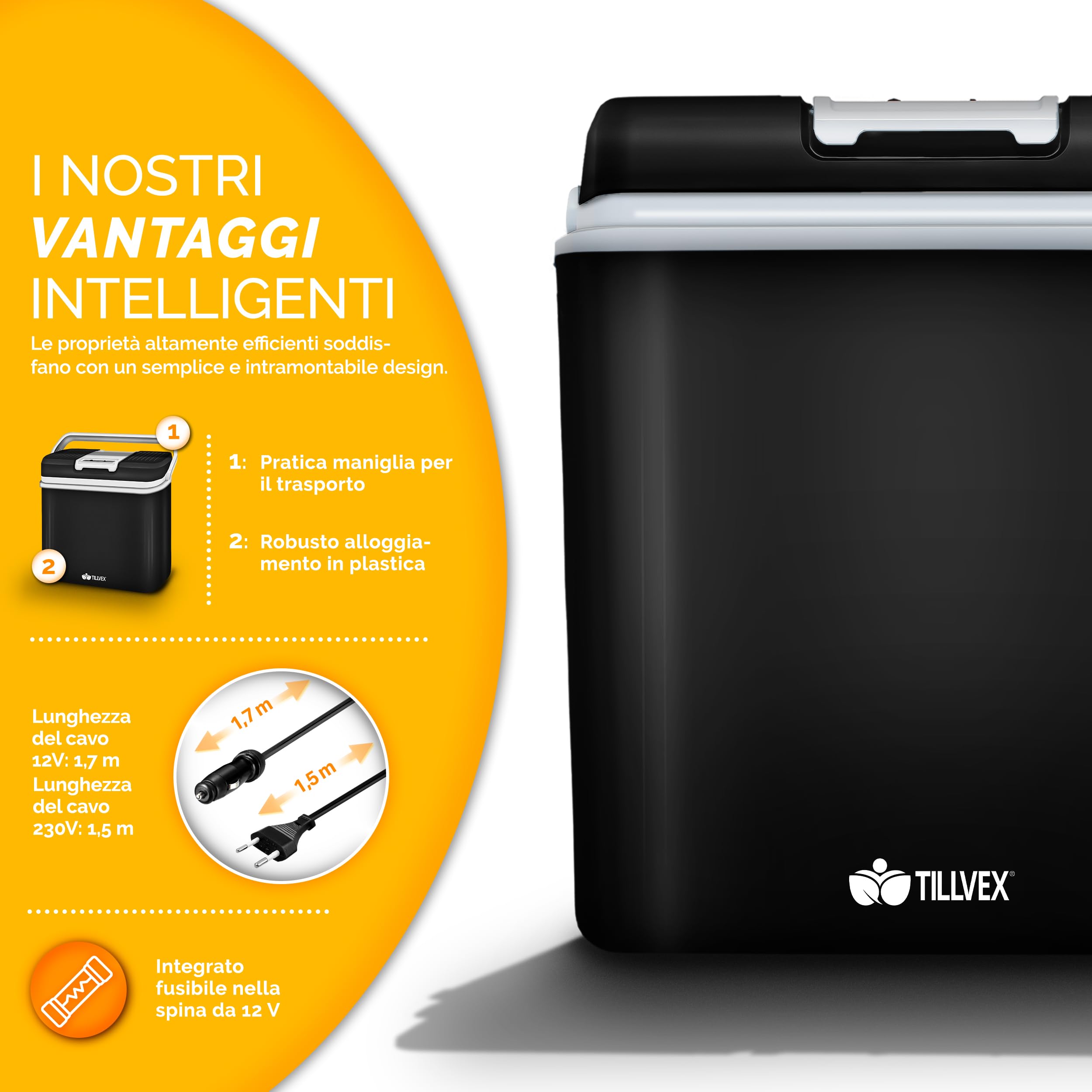 tillvex Frigorifero elettrico Portatile 24L Mini-frigorifero 230V 12V campeggio auto camper ECO