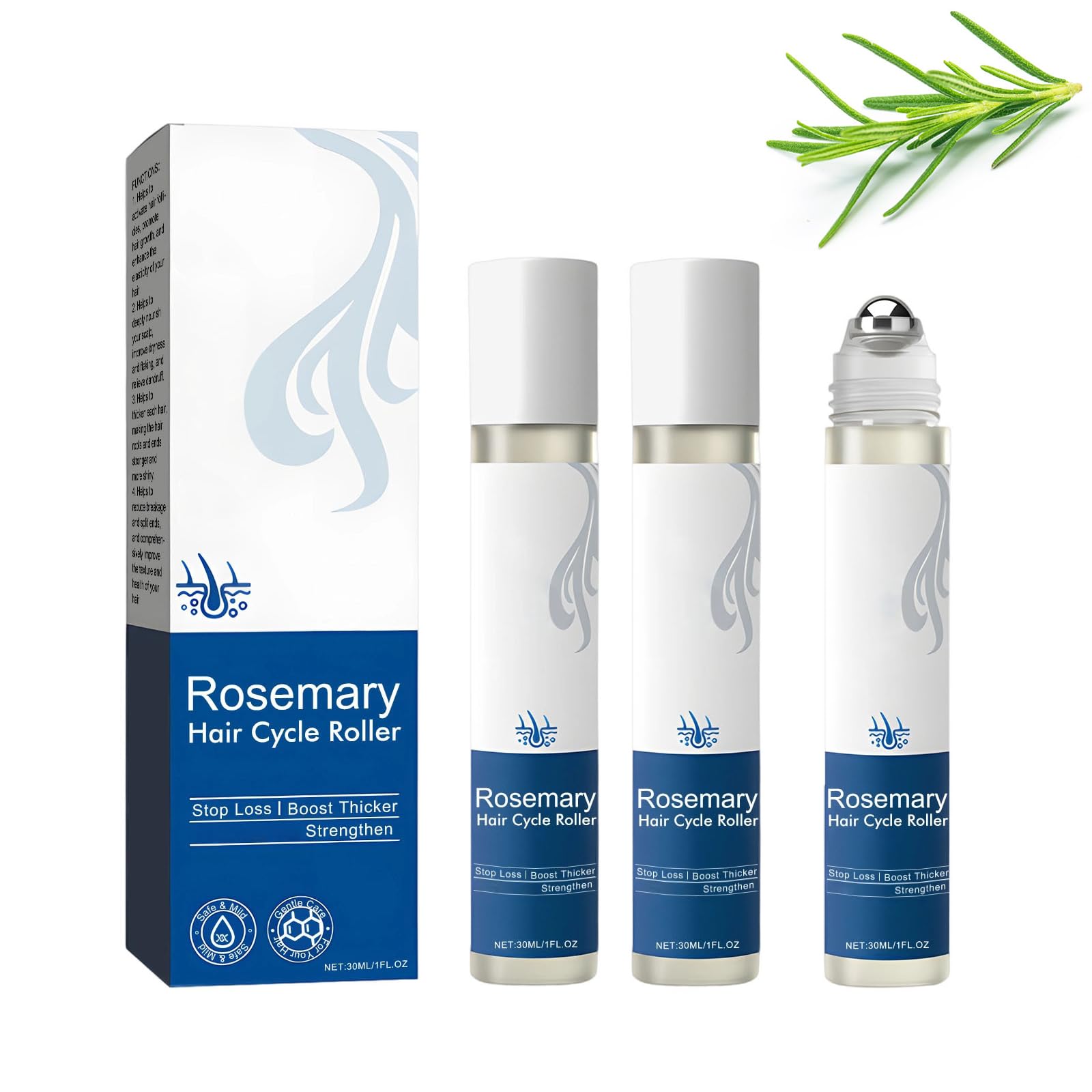 3 unidades de suero avanzado de crecimiento del cabello, romero, para mujeres y hombres, promueve la salud del cuero cabelludo y fortalece las raíces del cabello, cuidado profundo