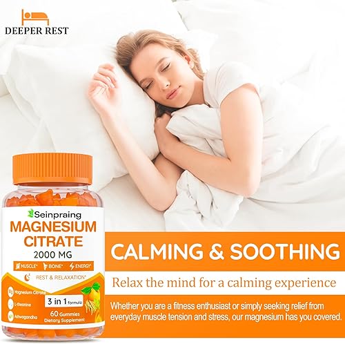 Miniatura 2 de Gomitas de magnesio de 2000 mg para adultos  Gomitas de citrato de magnesio de alta absorción con Ashwagandha para estreñimiento, músculo y hueso y