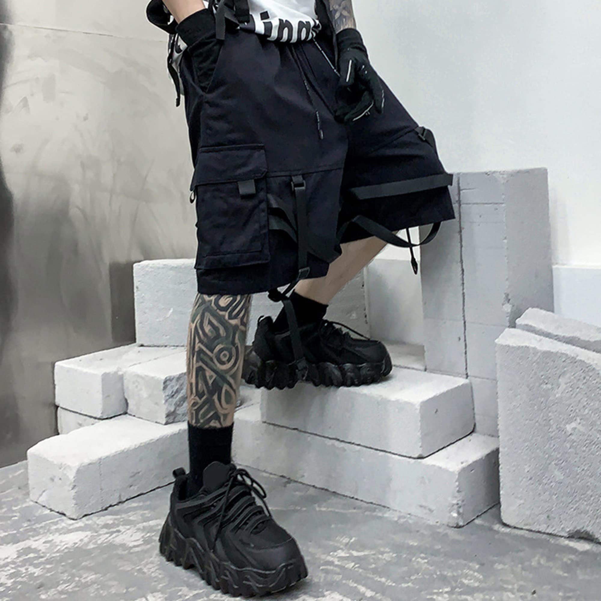 XYXIONGMAO Streetwear - Overol para hombre, estilo gótico, estilo cargo, táctico, estilo hip hop, color negro