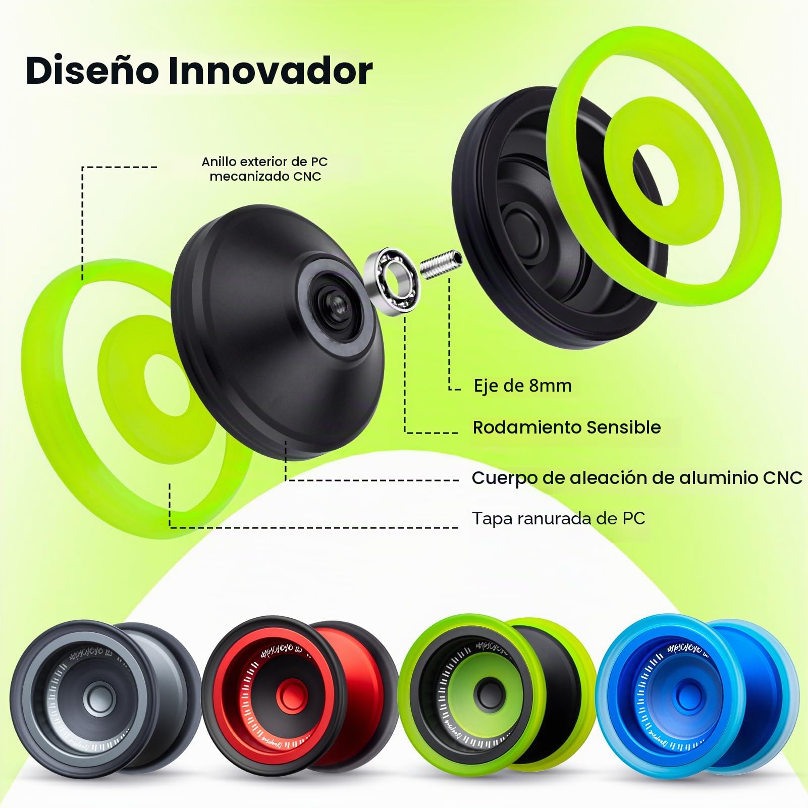 MAGICYOYO V13 JoJo Profesional - JoJo Responsivo para Niños, Unresponsive para Avanzados, Metal Duradero y Diseño Híbrido de PC