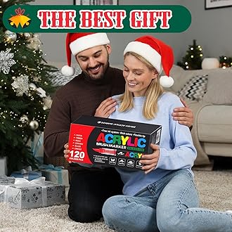 Amamao 120 Colors Acrylic Paint Markers, Soft Brush Tip Pens and Markers, Acrylic Paint Pens for Wood, Stone, Canvas, Glass, Fabric, Egg, Rock Painting and DIY Crafts Art Supplies