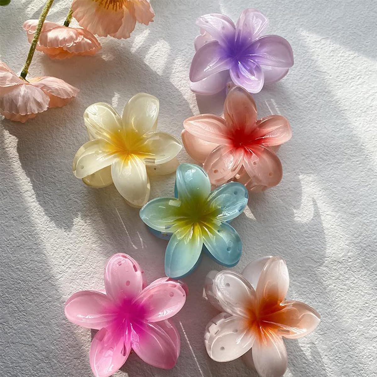 Amazon.com : 6Pack Plumeria Flower Hair Clips for Women - Gradient