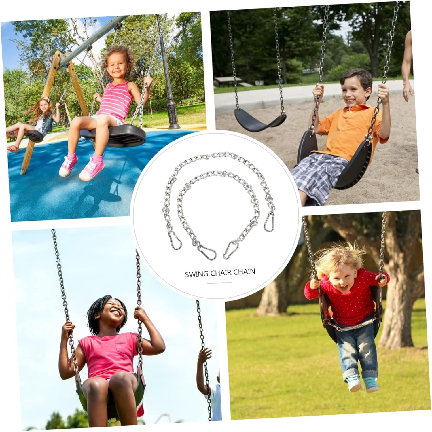 2pcs Stainless Steel Swing Rope Steel Load-Bearing Chain Accessories for Outdoor Swing