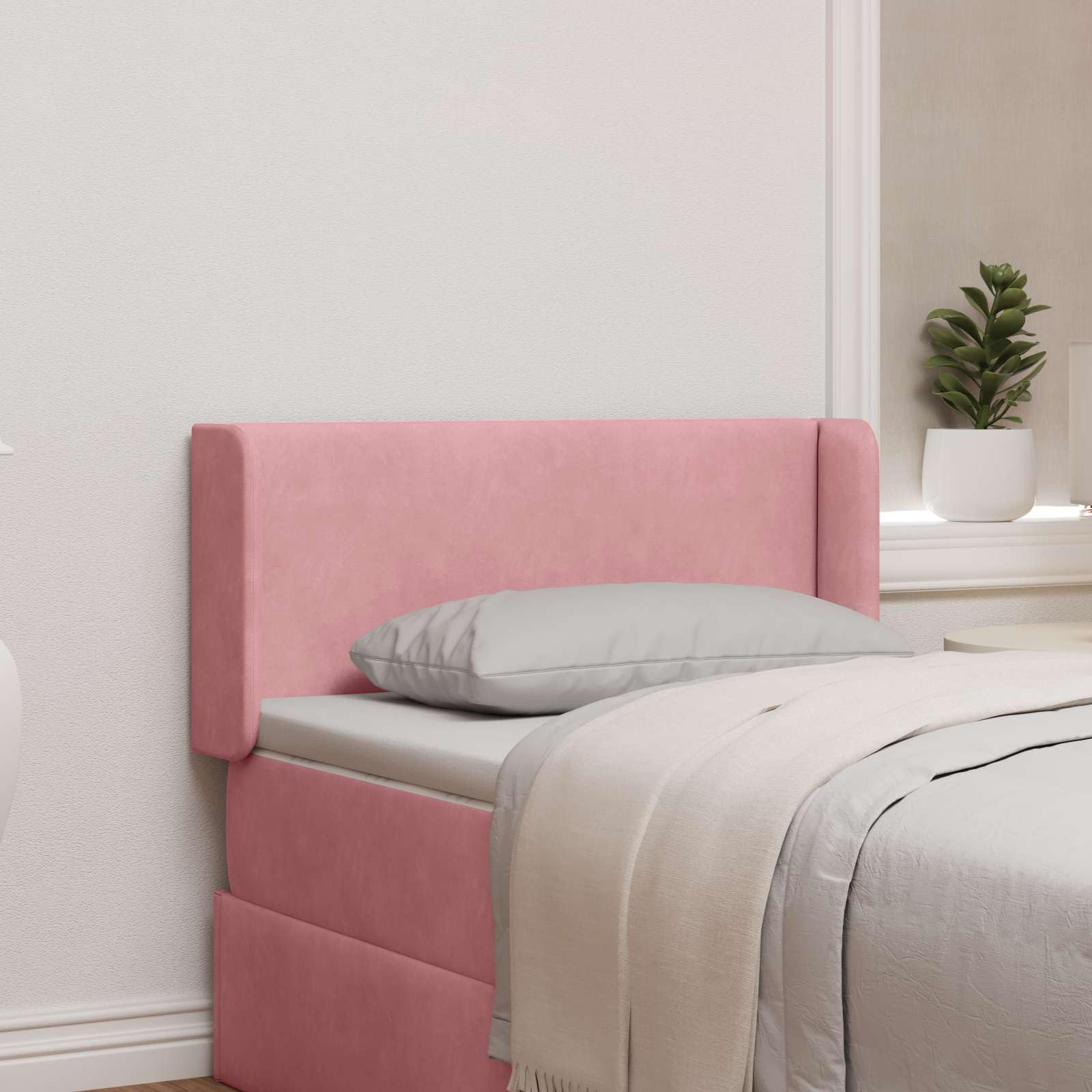 Testiera in velluto rosa, 40,5 x 40,5 x 4 cm, con struttura in legno, per camera da letto, letto matrimoniale, letto singolo, decorazione comoda ed elegante, con supporto per la schiena e