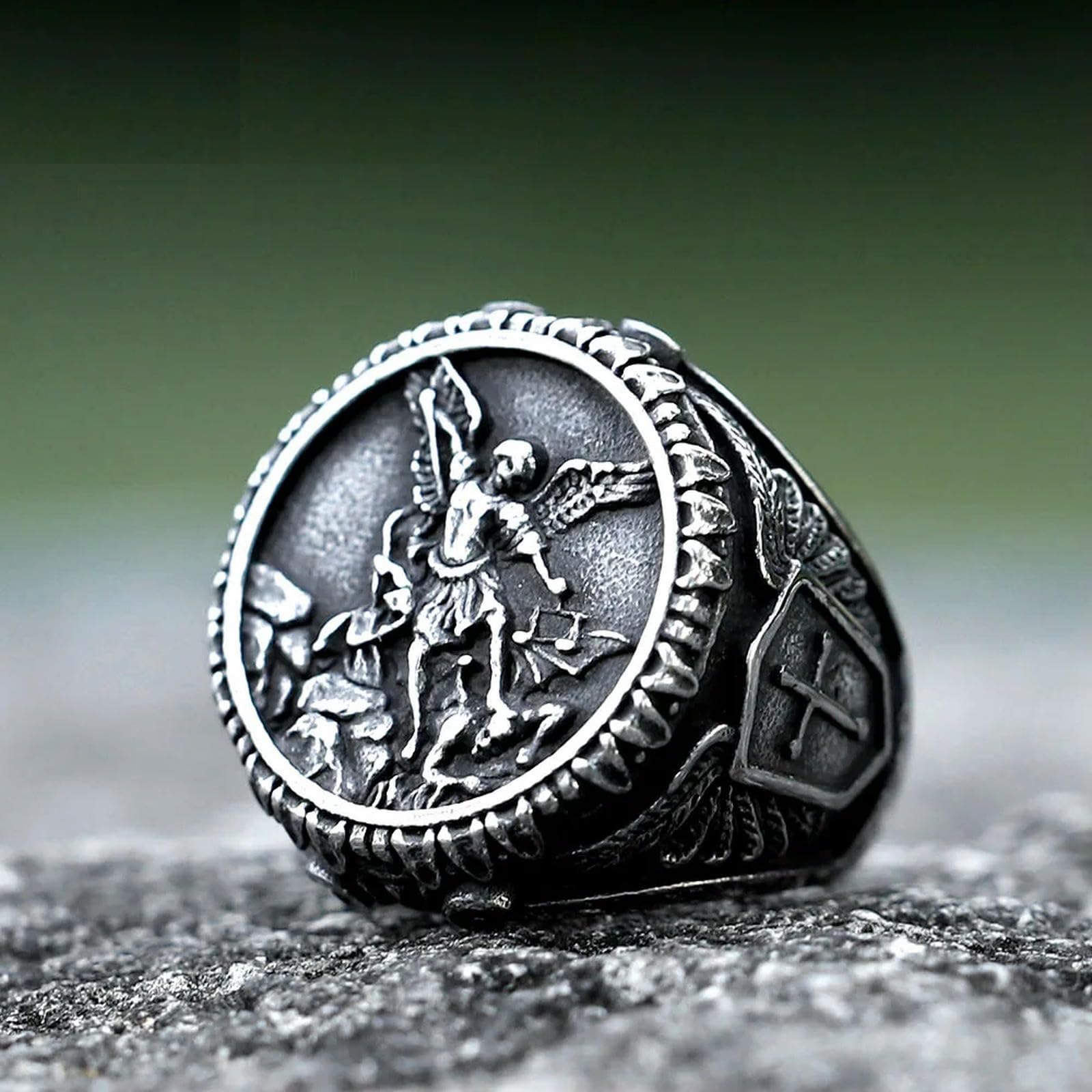 New Men's Rings God Knight Dragon Slayer Saint George Ring Religion Jewelry Gifts Vintage