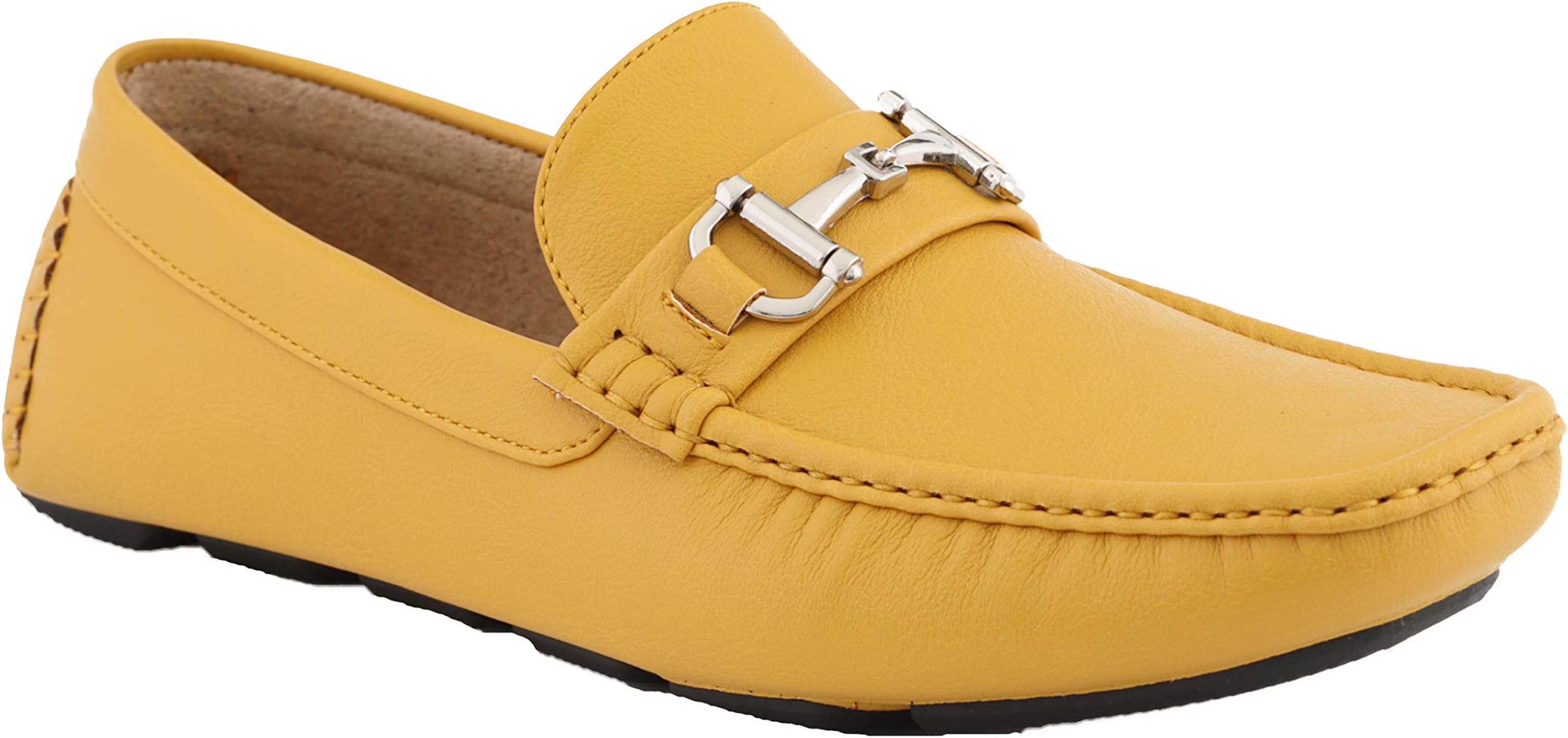 Amali Walken Men's Casual Slip-On Loafers, Driving Moccasin Shoes for Men with Silver Buckle, Available in Plush Microfiber and PU Leather