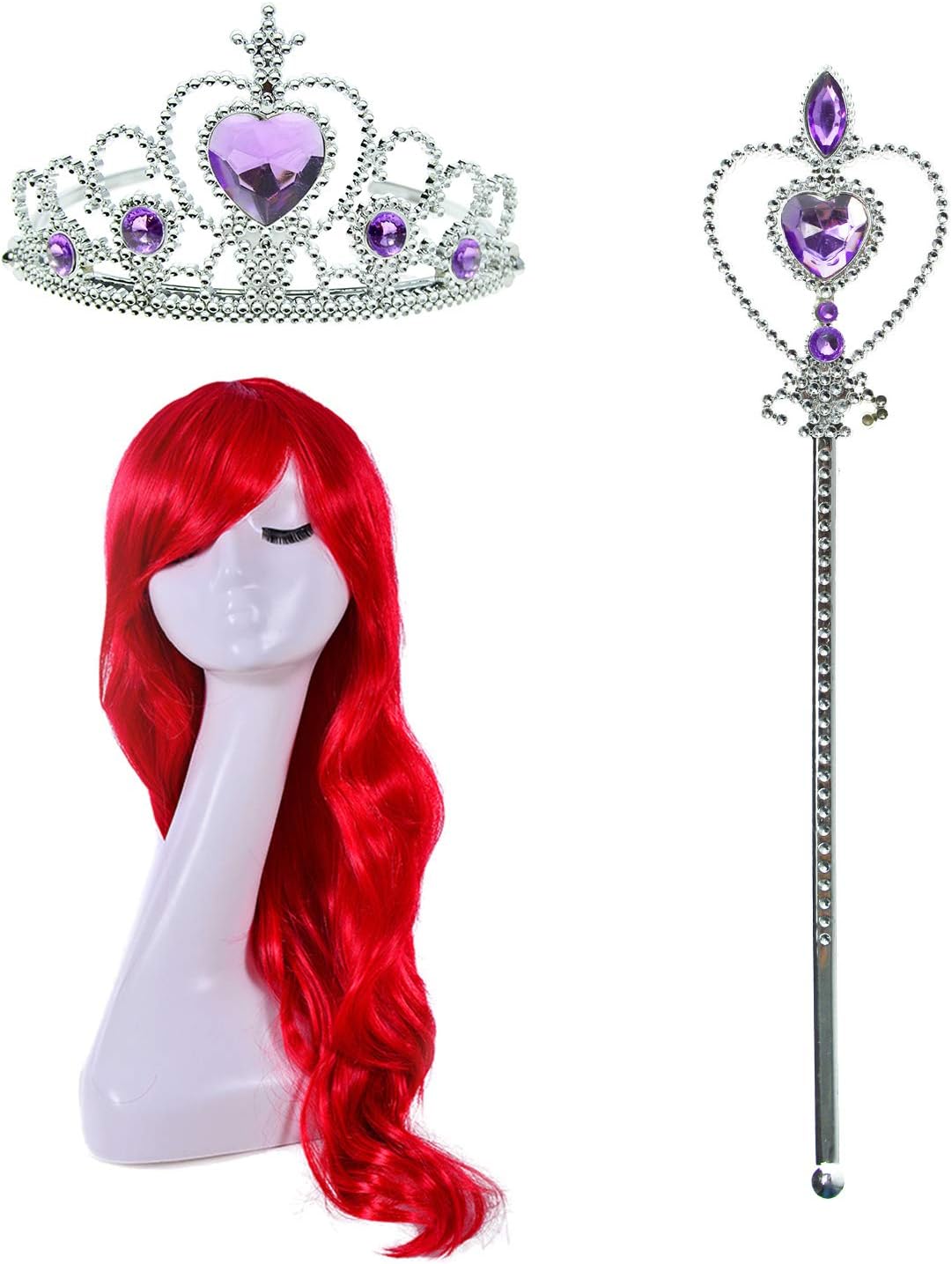 Joy Join Little Girls Princess Mermaid Costume for Girls Dress Up with Wig,Crown Pink