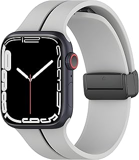 V VOLT Magnetic Band Compatible with Apple Watch Ultra 49mm 45mm 44mm 42mm, Soft Silicone Sport Strap Compatible with iWatch Series 8/7/6/5/4/3/2/1/9 SE