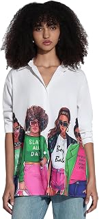 SHOWOFFFF Edition Women's Graphic White Oversized Shirt-CHN-SH-001-8_White-P Price In India