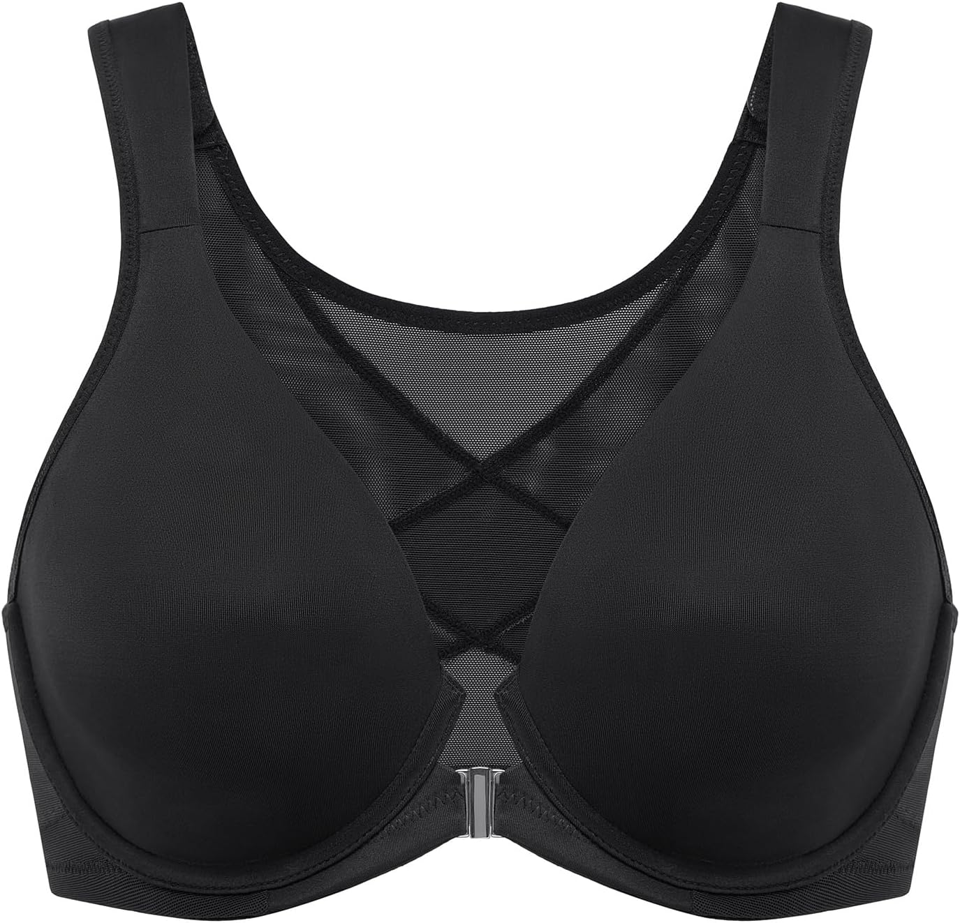 DELIMIRA Women's Front Closure Bras Posture Full Coverage Plus Size Underwire Unlined Back Support Plunge Seamless Bra B-H