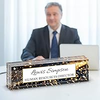 Vista 10 de Placa con nombre para escritorio, placa con nombre personalizada de doble cara para decoración de escritorio de oficina para mujeres y hombres