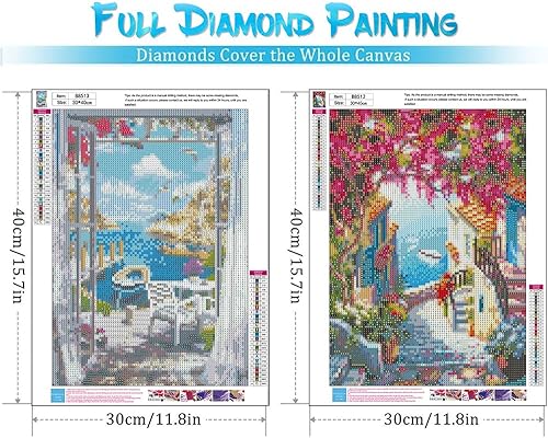 Miniatura 2 de Mowana Paquete de 2 kits de arte de diamantes para adultos, pintura de diamante, paisaje, playa, taladro completo, kits de pintura de diamante 5D