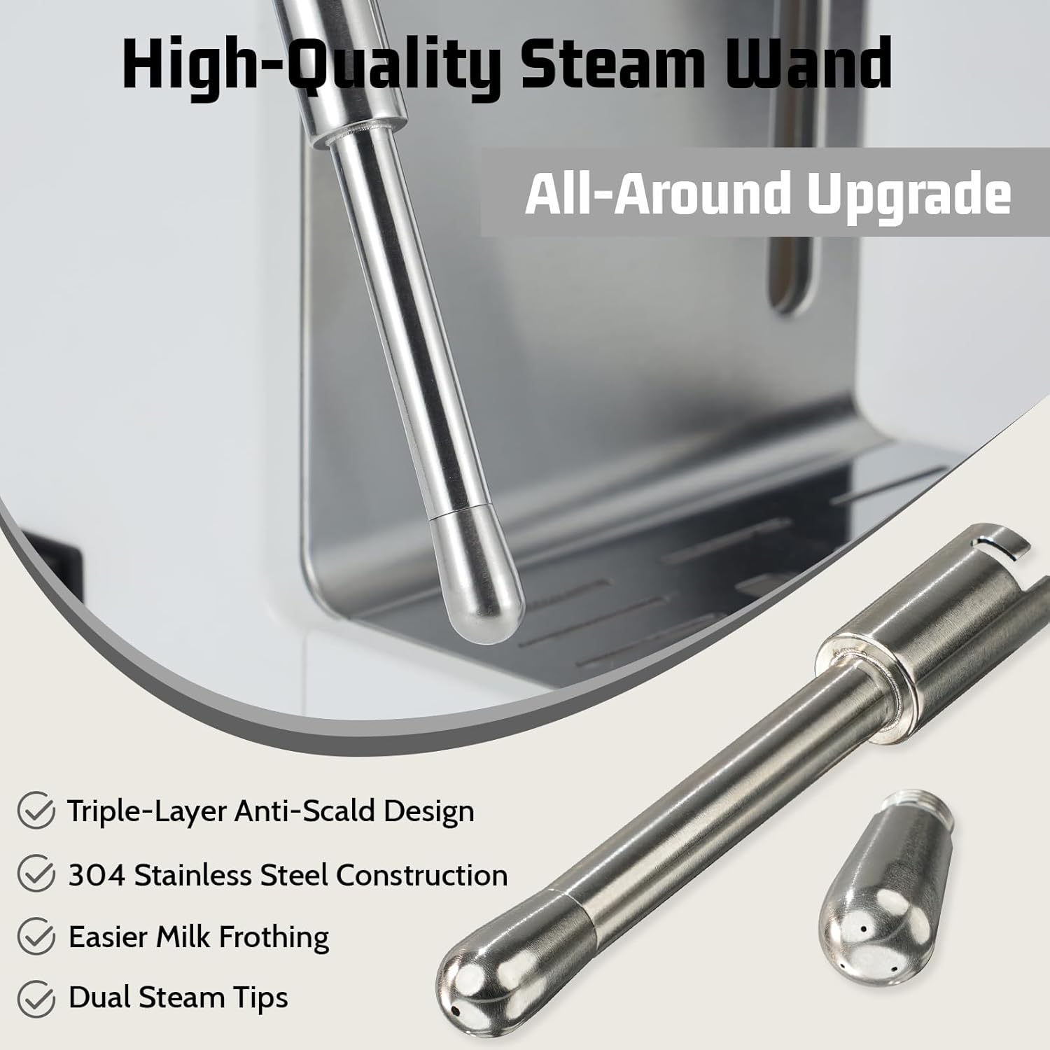 Upgrade Steam Wand Nozzle Spout Kit Compatible with DeLonghi EC685, ECP35, ECP36,ECF01,ECP31 Coffee Machines,Includes a cleaning brush