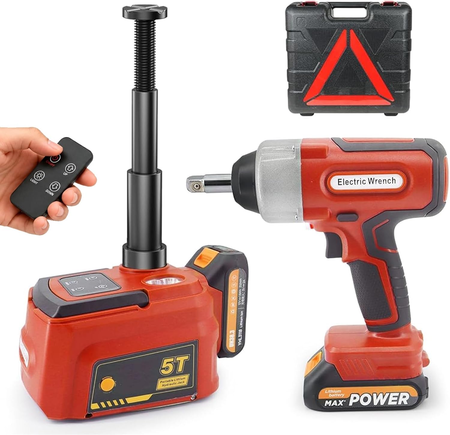 E-HEELP Cordless Electric Floor Jack Kit 5 Ton with Remote, Wrench and LED
