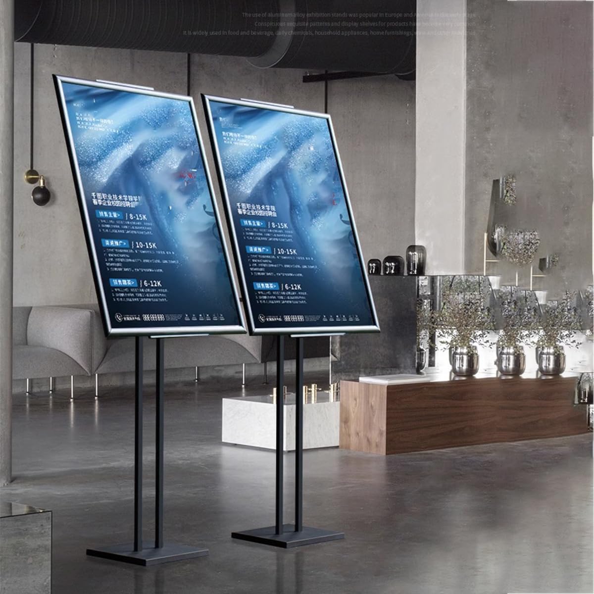 A4 Einstellbare Zeichen Halter Stand Vertikale Boden-Standständer doppelseitige Halterung,Weiß
