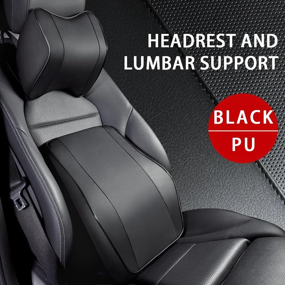 Poduszka zagłówka samochodowego z oddychającą pianką memory foam, poduszka pod głowę, poduszka z powolnym odbiciem Poduszka na Zagłówek Samochodowy(1 set Black)
