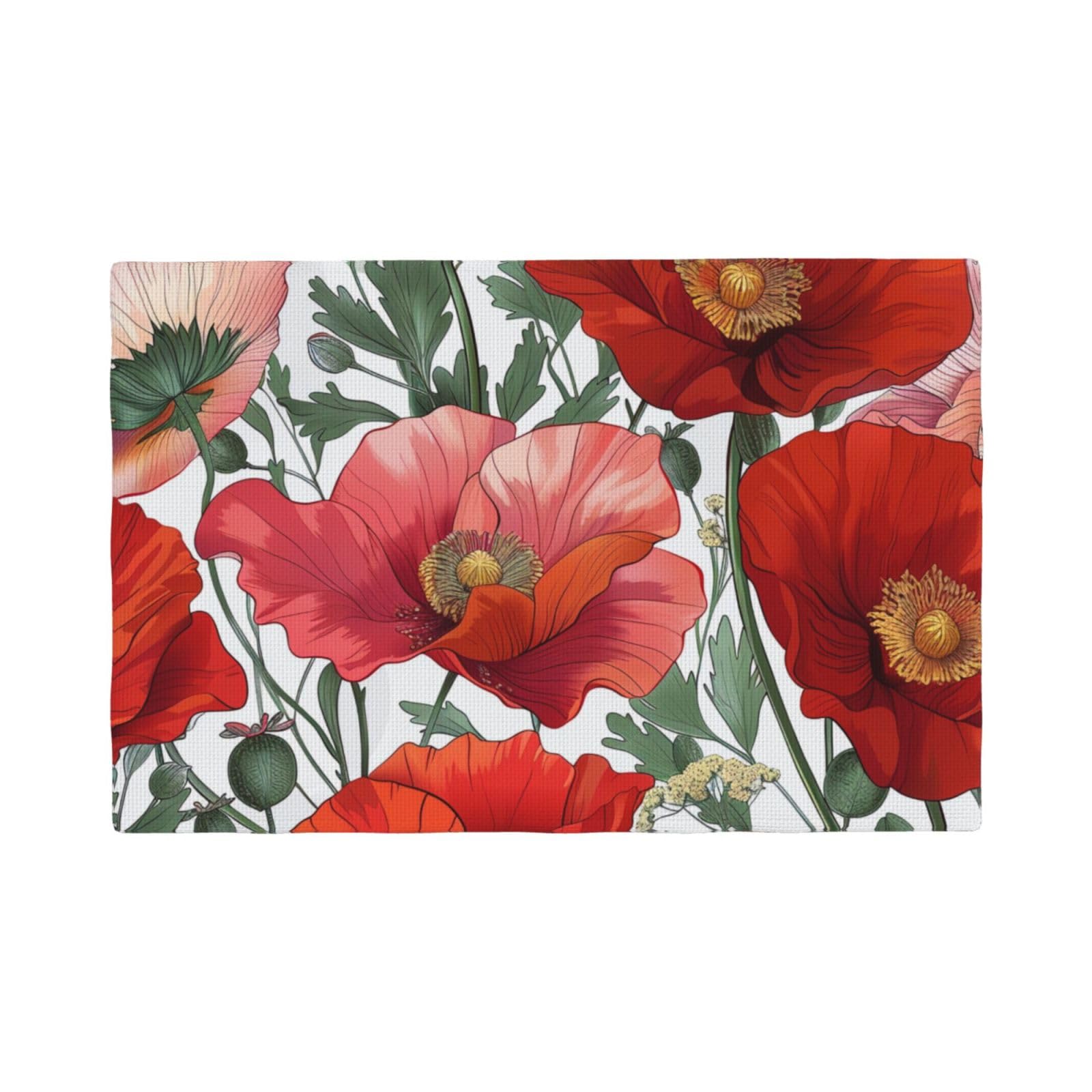 Set de table anti tache lin motif floral lot de 4 de table