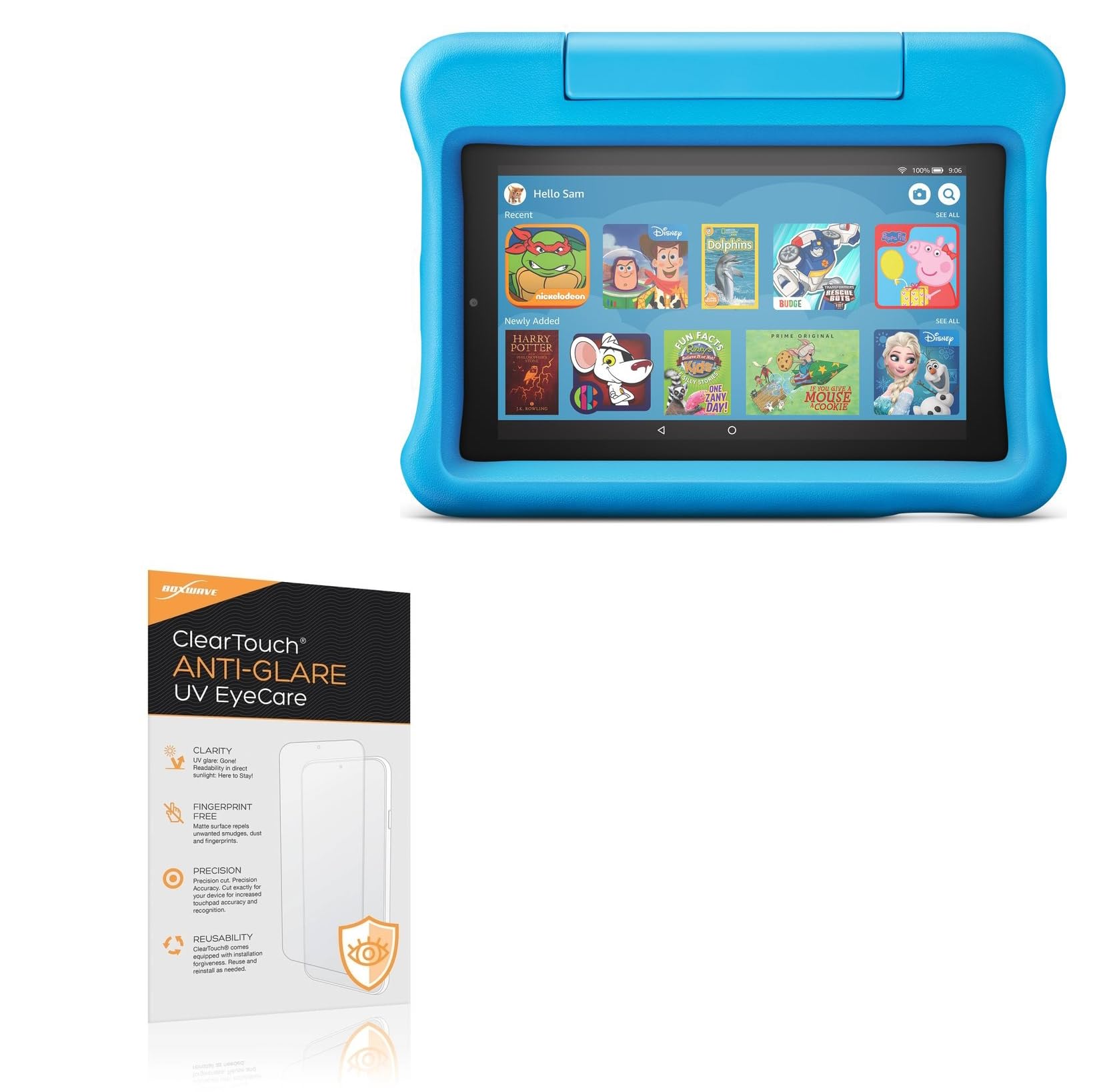 BoxWave Screen Protector Compatible With Amazon Fire 7 Kids Edition (9th Gen 2019) - ClearTouch Anti-Glare Anti-UV EyeCare (2-Pack), Filters out Harmful Blue Light Reduce Fatigue