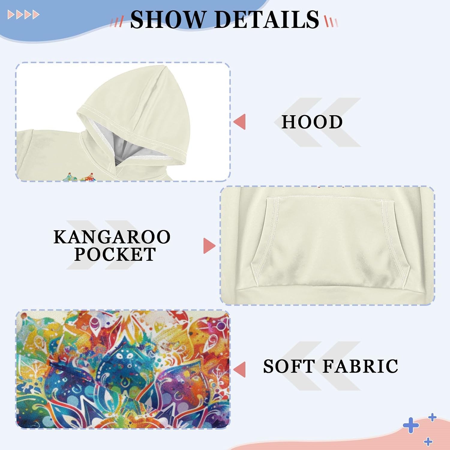 ALAZA mandala Tie Dye Hoodies Sweatshirt for Boys Girls Kids Hooded Pullover Top