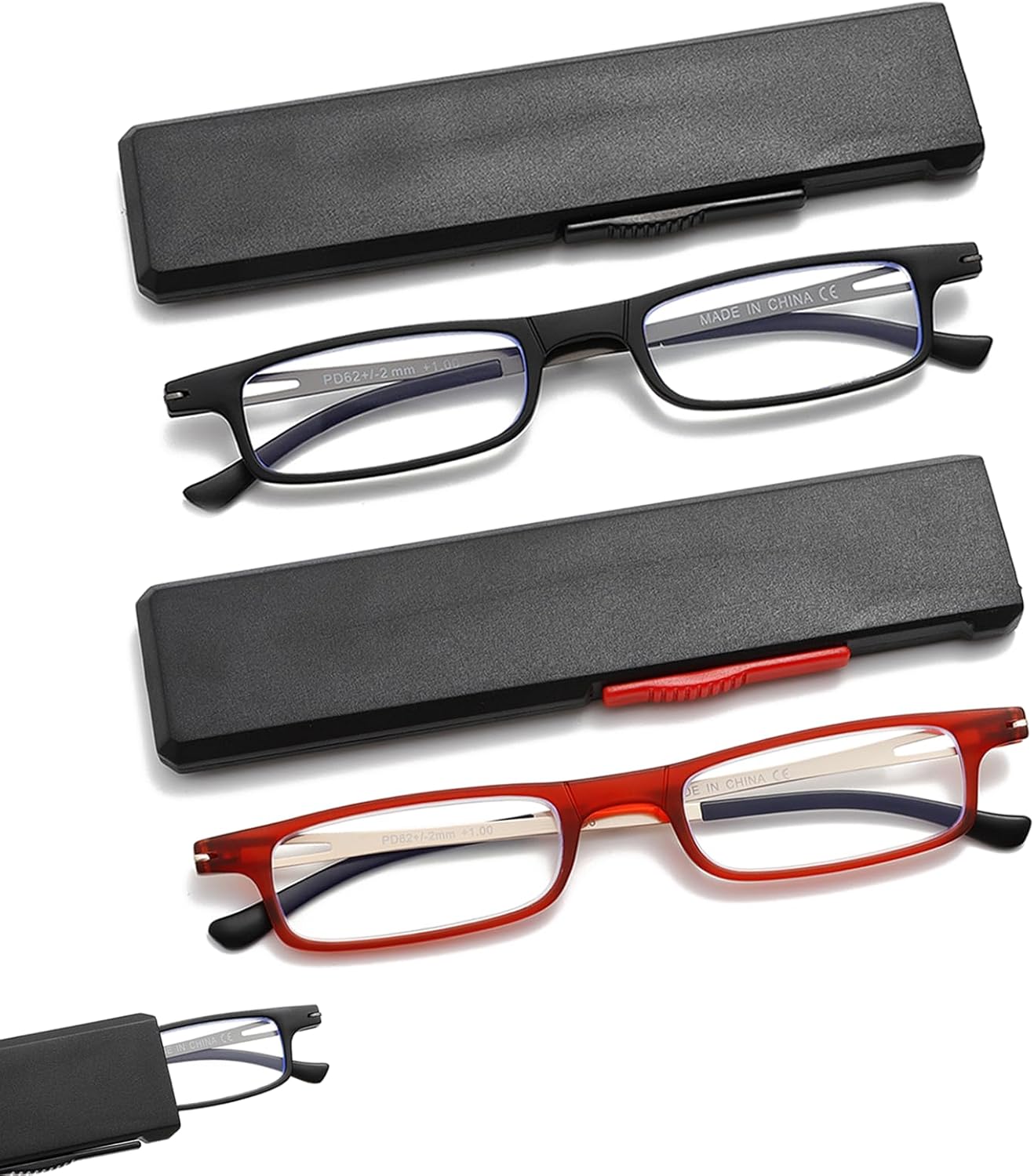 Ultra thin Folding Reading Glasses for Women Men Compact TR90 Blue Light Blocking Readers with Portable Slim Flat case