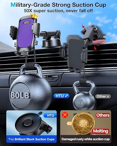 Miniatura 2 de HTU Soporte para teléfono de coche mejorado de grado militar real 2025 Certificados de seguridad y sin olor Soporte de teléfono celular para soporte