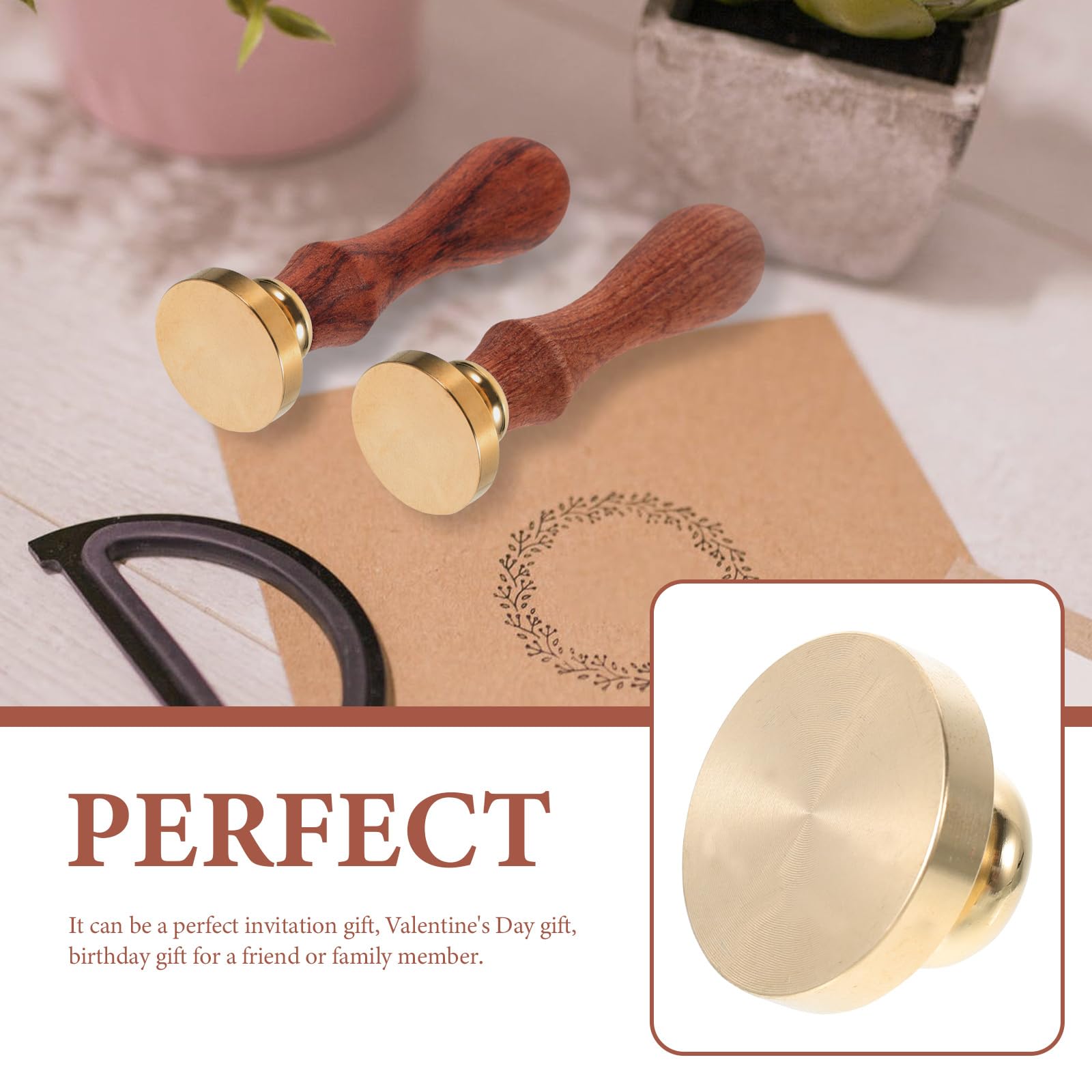 Blank Wax Seal Stamp Head Brass Wax Stamp for Diy Wedding Invitations Envelopes, Gift Packaging, 1Pc, 25Mm - Image 3