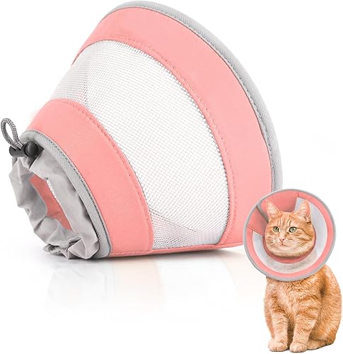 Cono de gato, collar de cono de gato transpirable suave, cono ajustable para gatos para dejar de lamer, cono de cuello resistente al agua para gatos