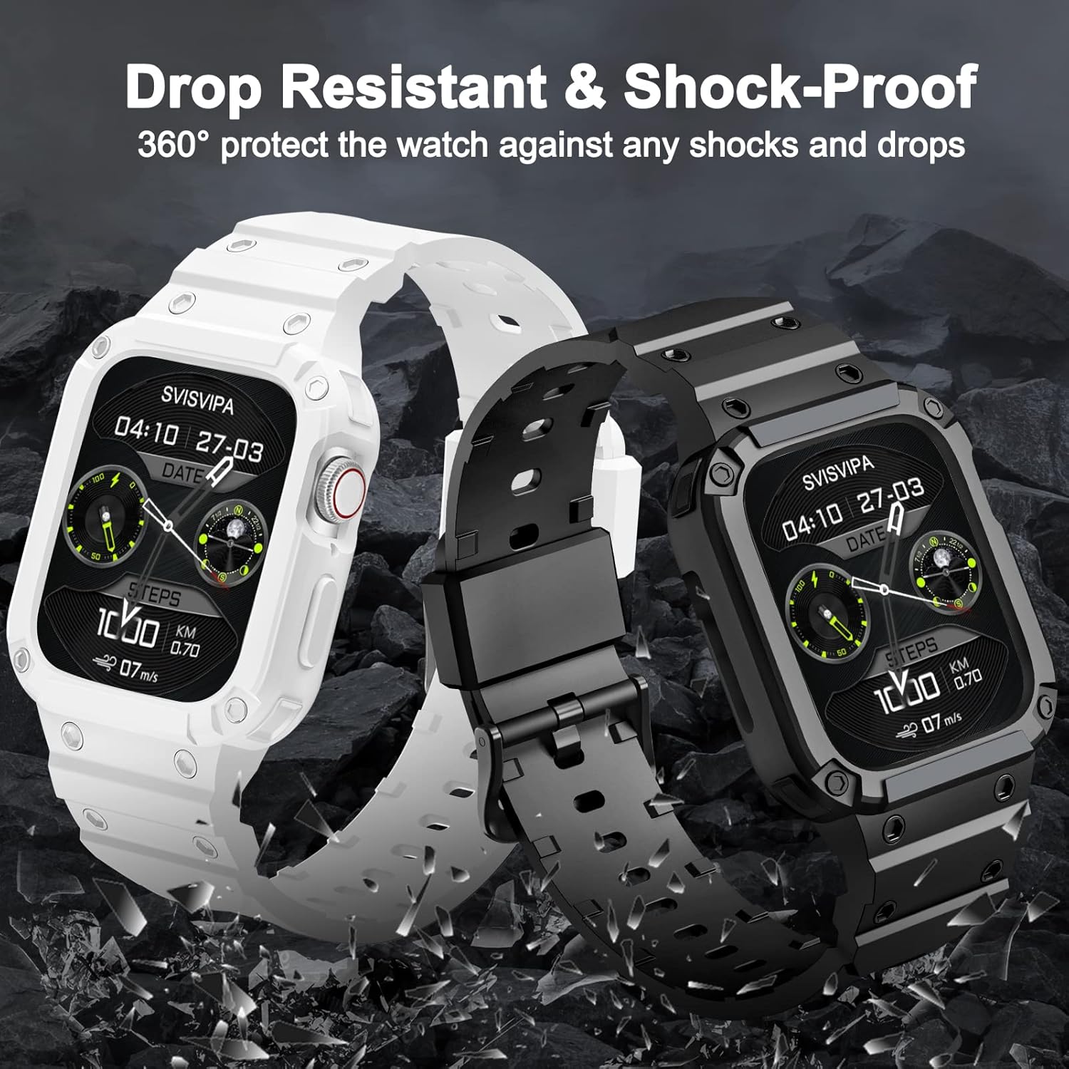 [3 Pack] SVISVIPA Band with Case Compatible for Apple Watch 41mm 40mm 38mm iWatch Series 8 7 SE 6 5 4 3 2 1 Strap, Men Women Sport Strap with Bumper Rugged Shockproof Military Protective, 3 Pack