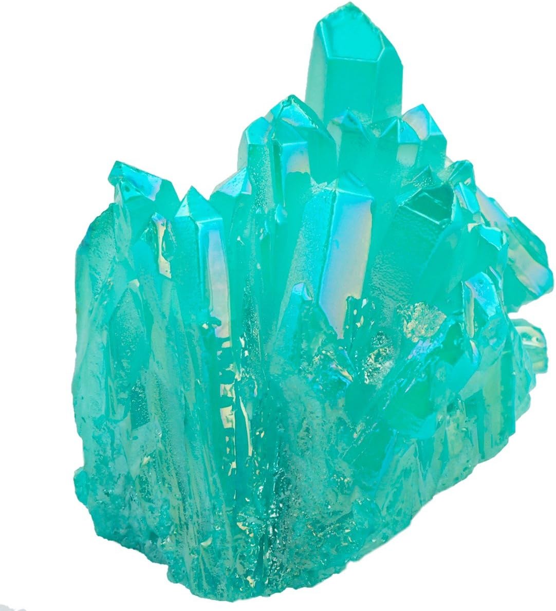 Rockcloud Healing Crystal Natural Titanium Coated Lake Blue Rock Quartz Cluster Geode Druzy Home Decoration Gemstone Specimen