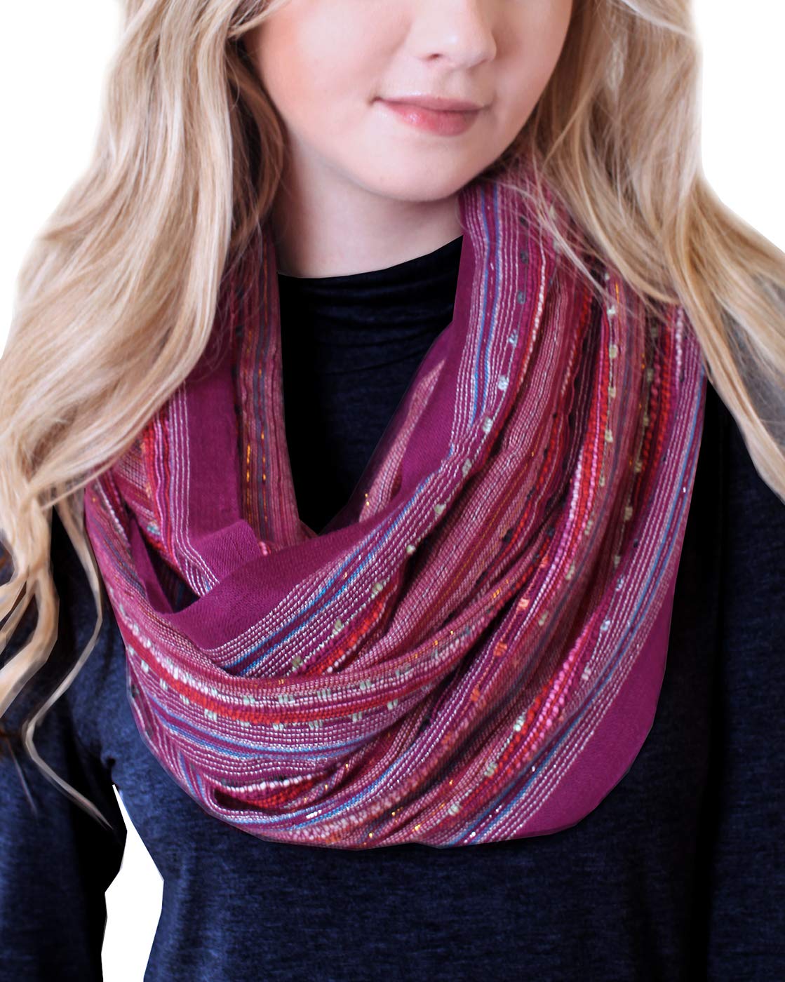 Anika Dali(15 Colors) Shimmer Sparkle Infinity Scarf, Women's Festival Bliss Lightweight Fashion Shawl