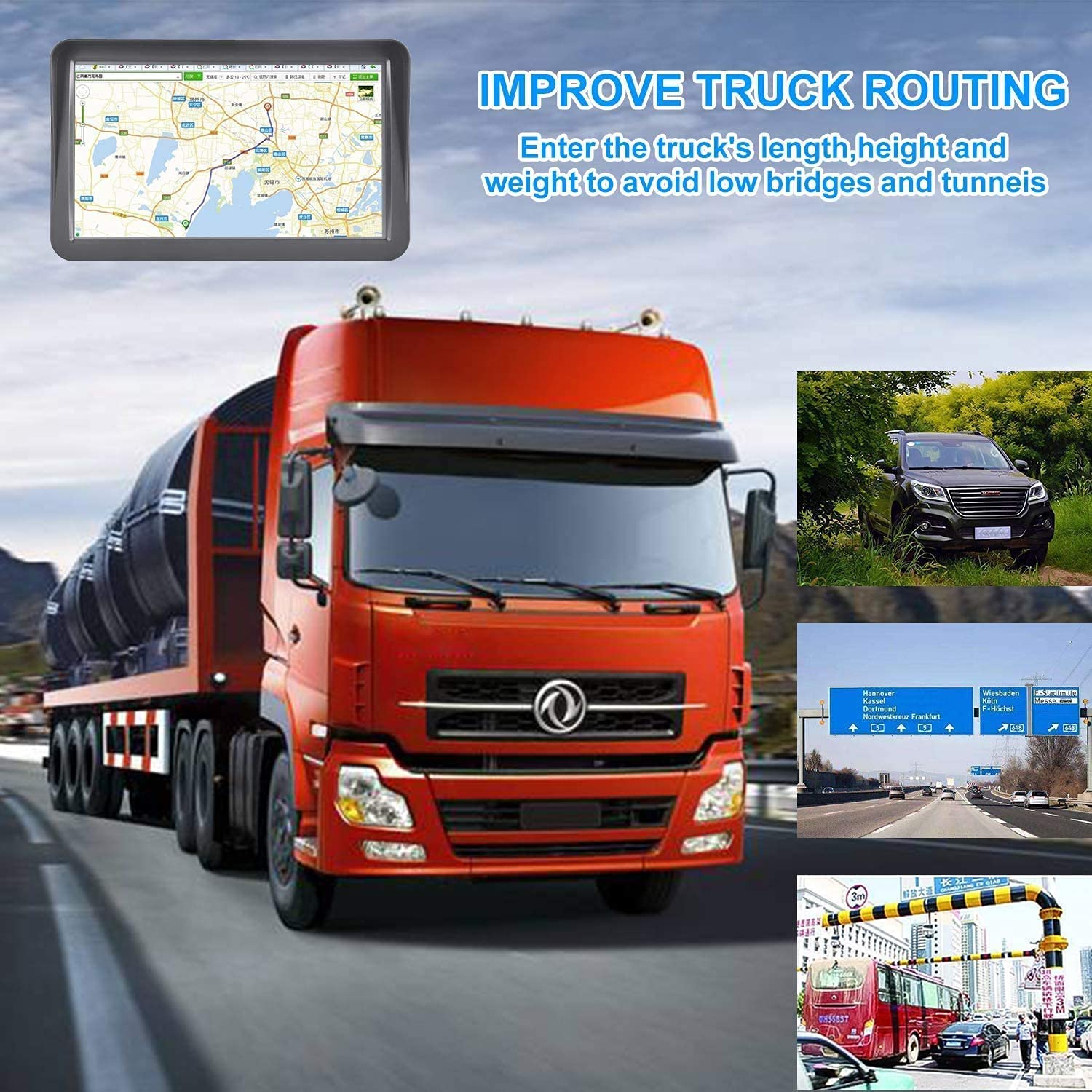 Truck Sat Nav UK for HGV & Lorry, GPS Navigation System with POI Search, Custom Truck Routing, 2026 UK & Europe Maps, Free Lifetime Updates, 9 Inch Display, Speed Camera Alerts, Voice Guidance — view 2
