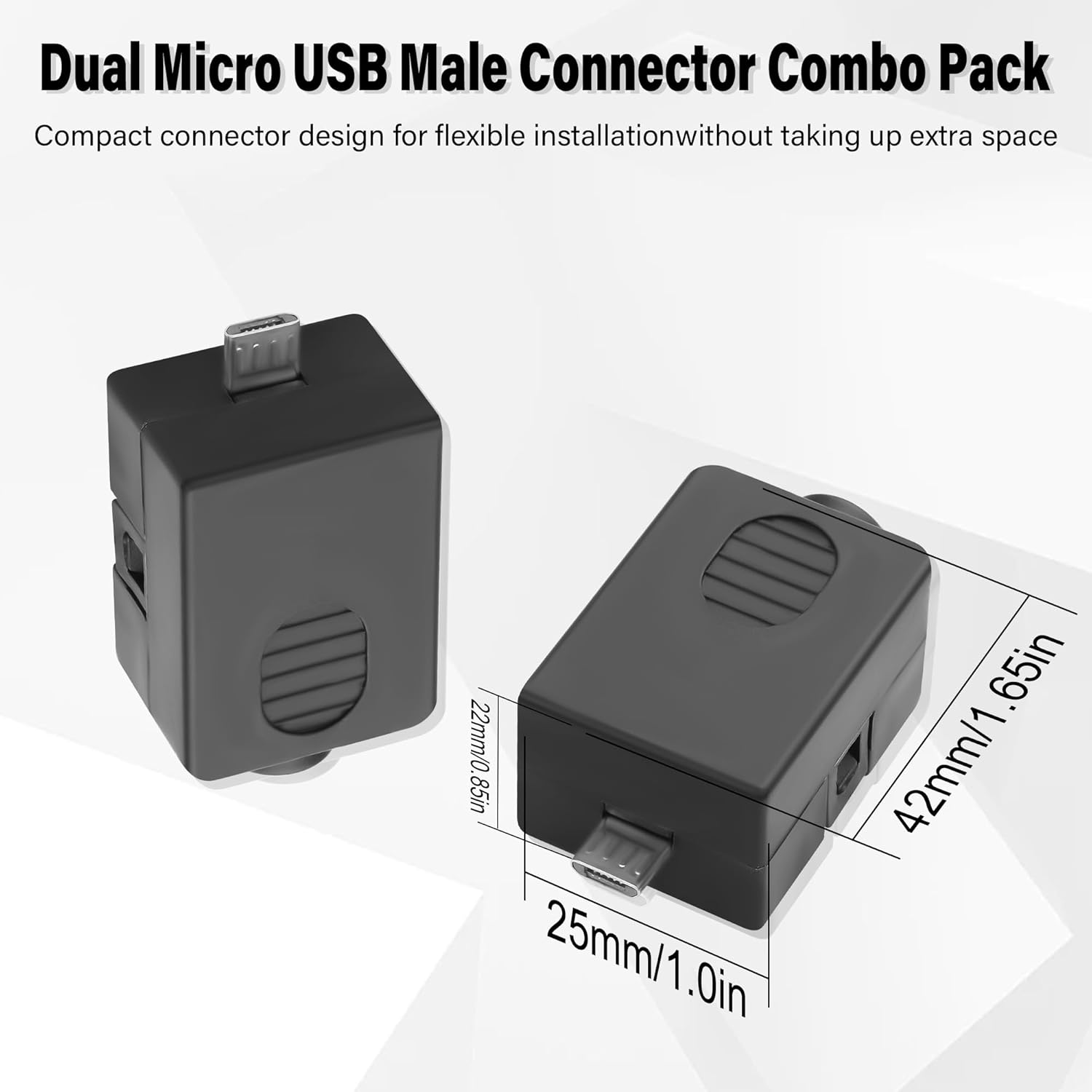 Solderless Quick-Install Micro-USB Terminal Connector,Dual USB Micro Screw-Terminal Adapter Micro to 5-Pin Solderless Electronic Connection Module,Suitable for Phone,Camera,etc.