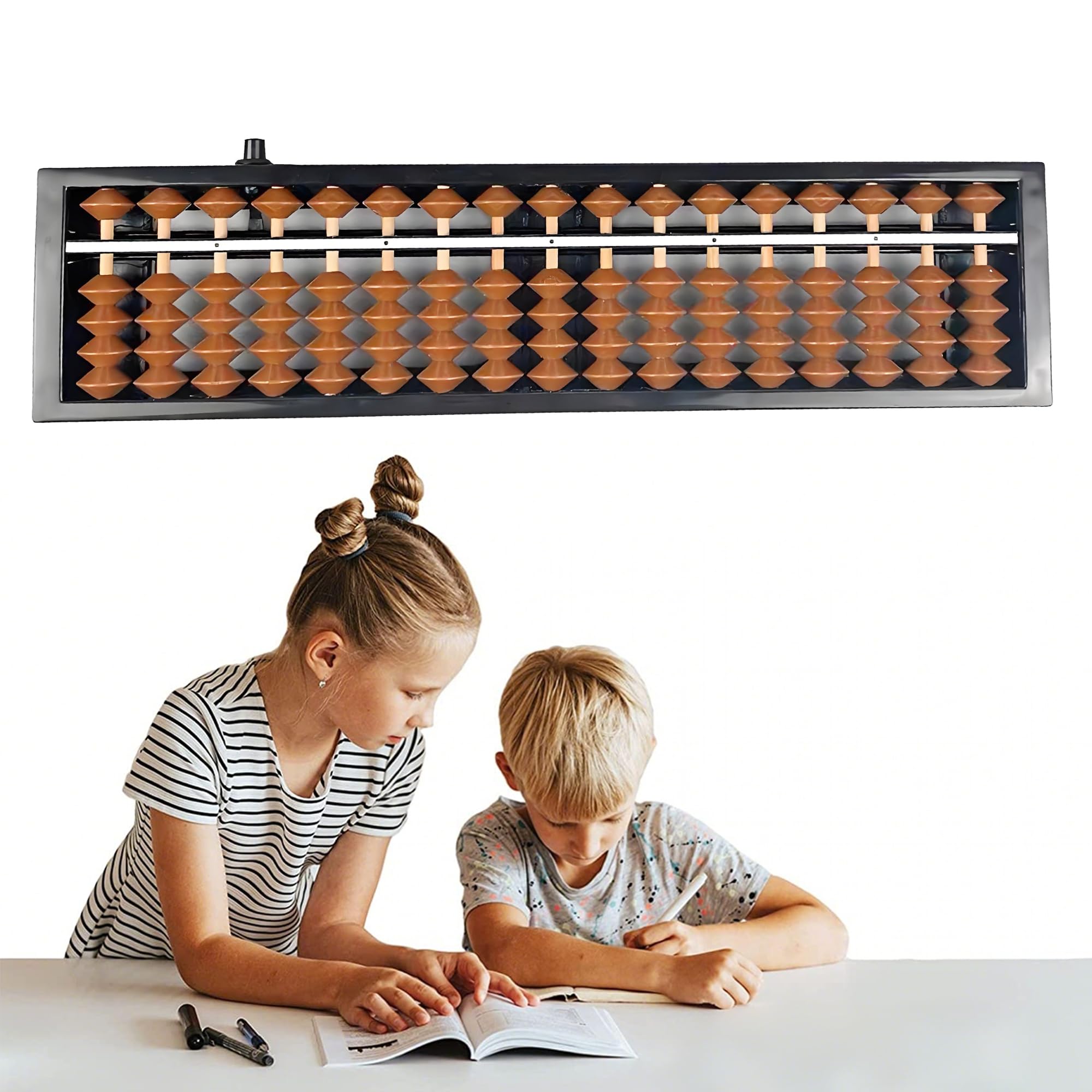 13 cifre Soroban Abacus plastica aritmetica Soroban scuola elementare Abaco Abaco per aritmetica e conteggio con pulsante di ripristino strumento di calcolo per matematico per ufficio (nero
