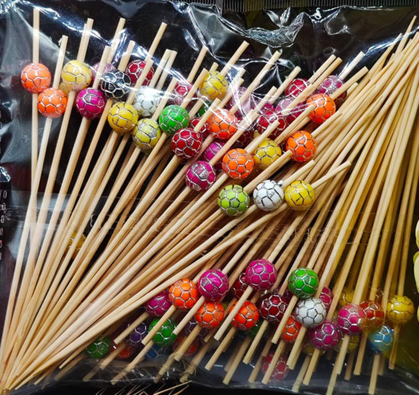 AILEXI Cocktail Sticks 100 Counts Wooden Toothpicks Party Supplies Frill Finger Food Fruits Sandwich Nibbles - Multicolor Football โ image 1